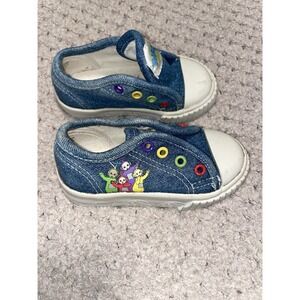 Vintage 1999 Teletubbies Kids Toddler  Denim Tennis Shoes Size 5 No Laces